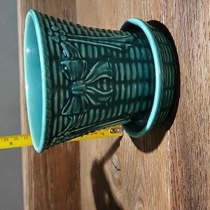 Vintage Turquoise USA Pot and Saucer